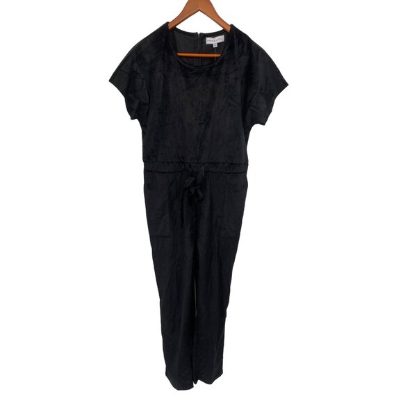 NWTNWT PIPER AND SCOOT VELVER JUMPSUIT BLACK SIZE SMALL WAIST DRAWSTRING - Picture 1 of 5
